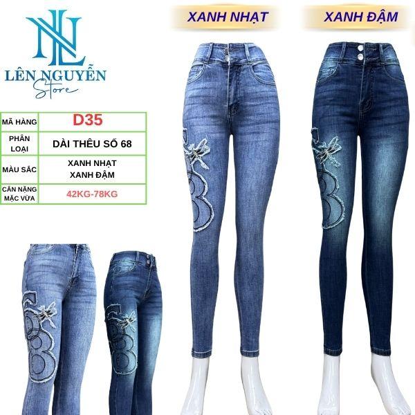 D35 Len Nguyen Store Quần Jean Bò Nữ Lưng Cao 2 Nút Dài 95-97cm Màu Xanh Nhạt Xanh Size 40kg-80kg Thiết Kế Co Giãn Mền Mịn Bigsize Hotgirl Skinny Ống Ôm,Trẻ Trung Tự Tin Dễ Phối Đồ. Denim Women Pants