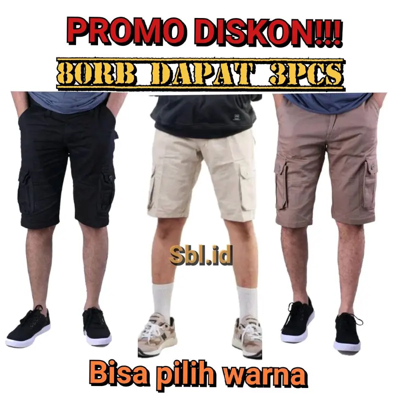 paket hemat!!! celana pendek cargo kompol pria dewasa pinggang rib karet elastis nyaman murah short casual santai distro dirumah 0