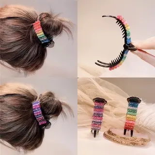 Rainbow Hair Claw | Jepit Rambut Kuncir Wanita Import Korea Jedai