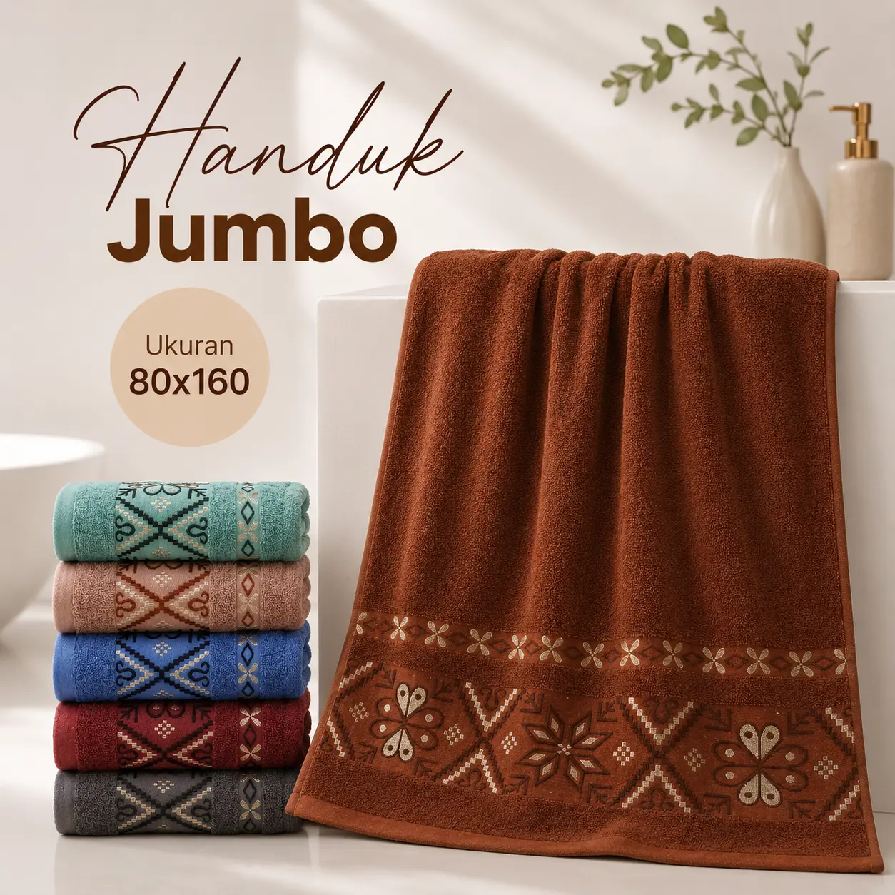Handuk Mandi Dewasa Jumbo Ohanna Ukuran 80x160 cm - Sandy Collection