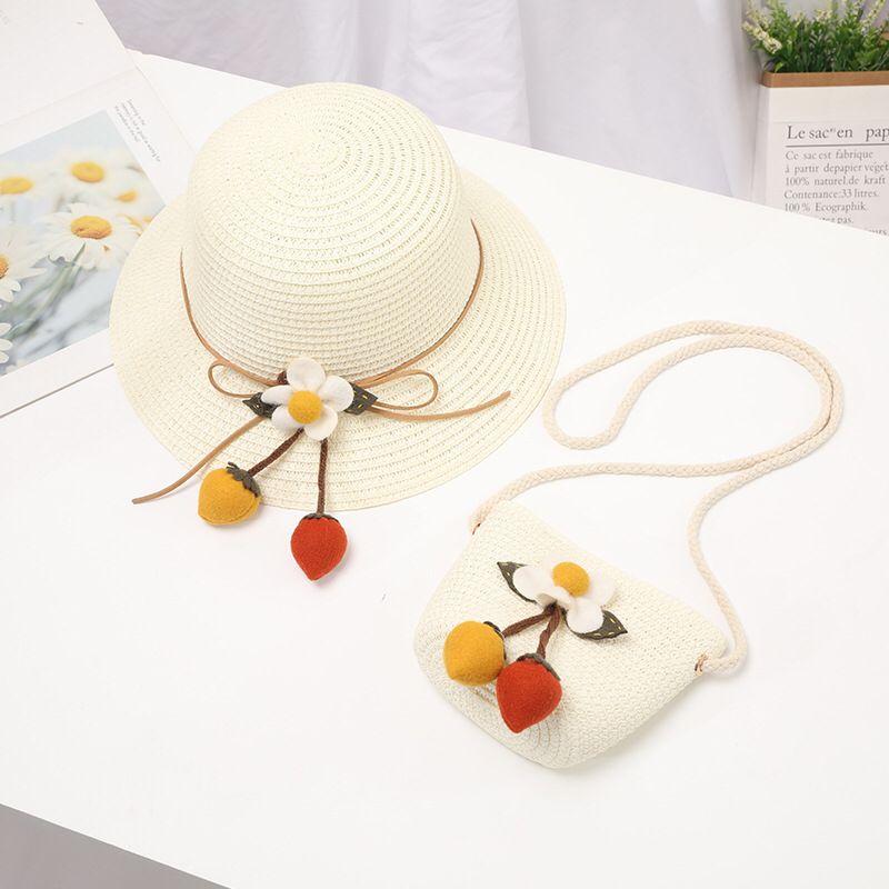 Tsabit Topi anak BISA LIPAT Topi JERAMI TAS + TOPI Musim Panas Gaya Korea CAHAYA 9