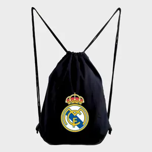 Tas Serut DTF Real Madrid Bola Simplypop - Bahan Kain Drill Premium Ukuran 32x42cm tas  serut cowok tas  bola tas  serut sepak