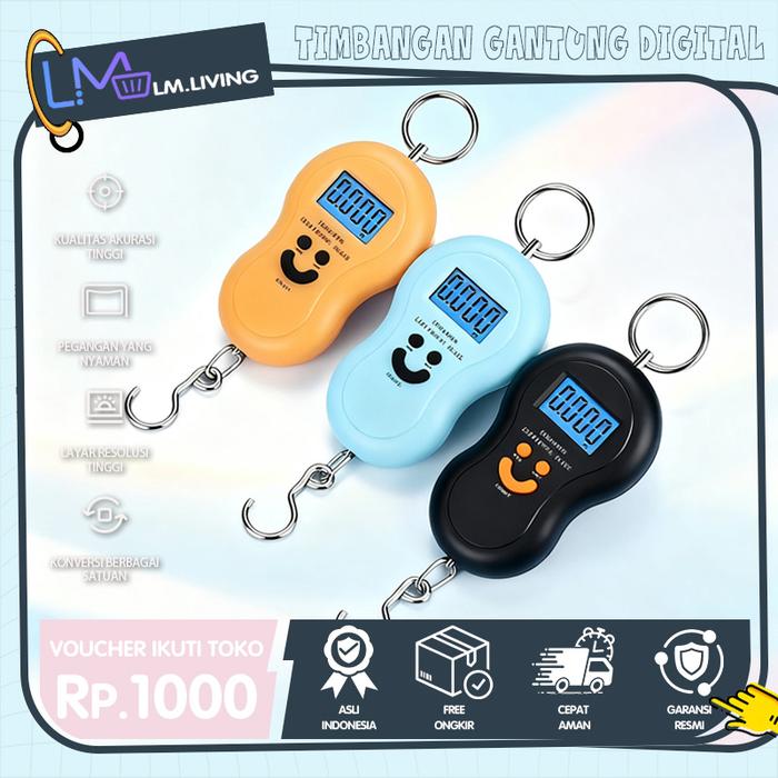 Gambar LM Timbangan Gantung Digital Portable 50 KG Timbangan Digital Genggam Kait Ketelitian Gram dari LM Living Kota Surabaya Tokopedia
