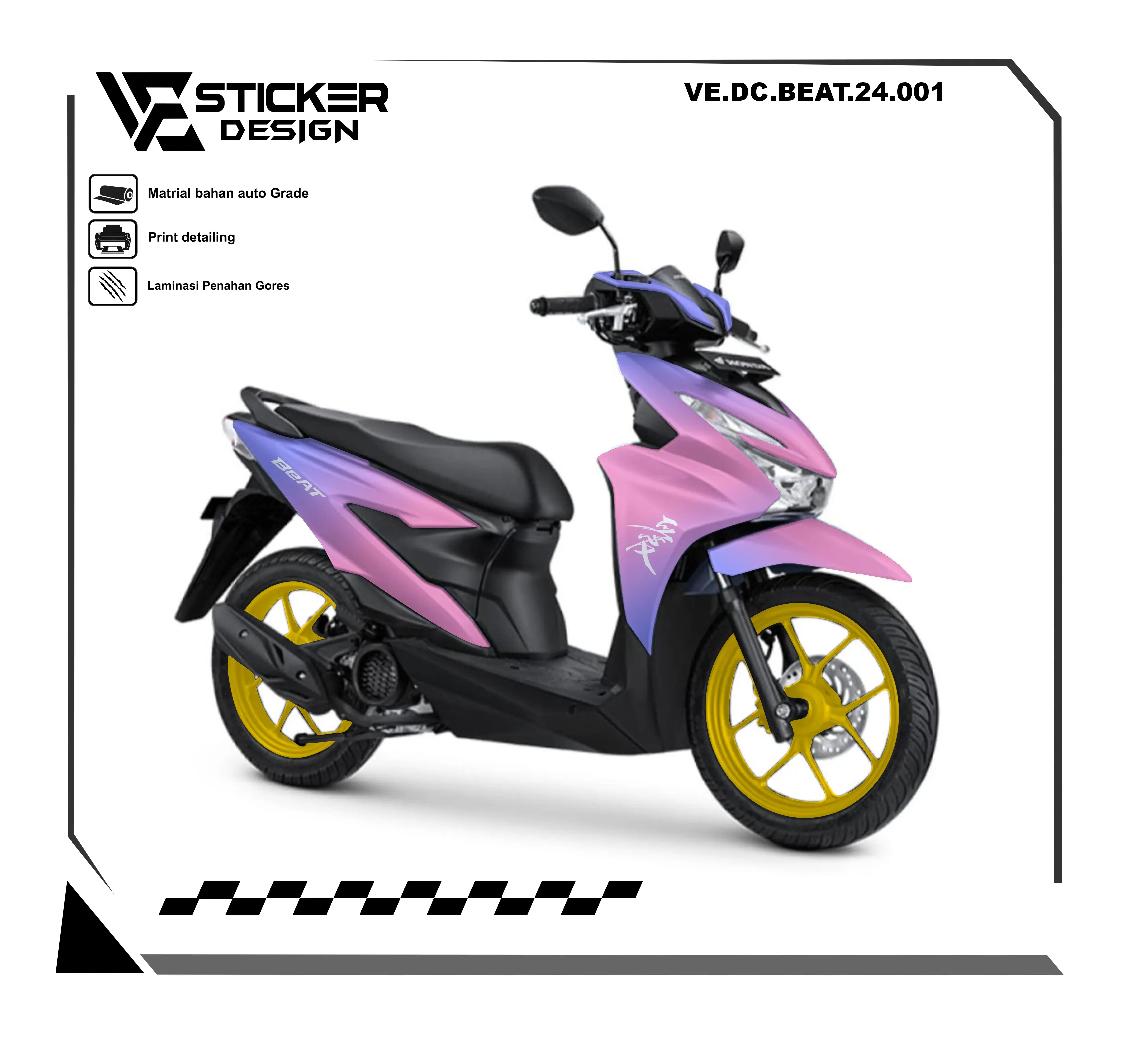Stiker Dekal BeAT 2024 Sporty Fullbody Striping BeAT Street New 2024 VE 001