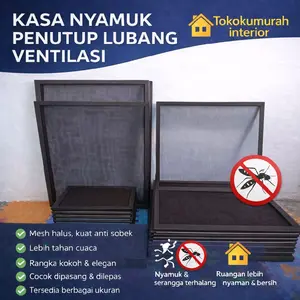 Kasa Nyamuk Penutup Lubang Ventilasi Aluminium Kotak Mencegah Serangga Kecil & Penyaring Debu Frame Karet Fiber List Aluminium