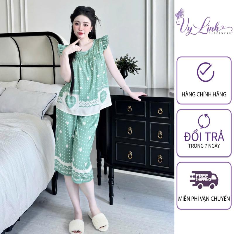 Bộ Đồ Ngủ Nữ Lửng Cánh Tiên Hoạ Tiết Dễ Thương Chất Liệu Lụa Latin Mềm Nhẹ Mát S961