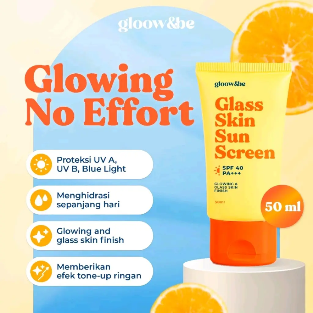 ready glowbe glass skin sun screeen Spf40 PA+++ packing aman