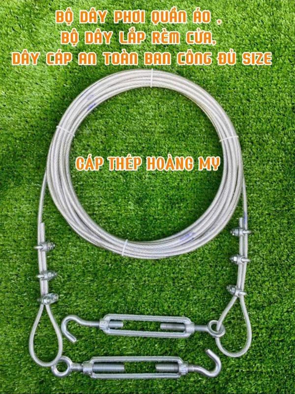  Bộ dây phơi quần áo đa năng dây lắp rèm cửa dây cáp an toàn ban công dây giằng leo cây  dây ràng nhà cửa chống bão để ngoài nắng ngoài mưa không bị han gỉ 