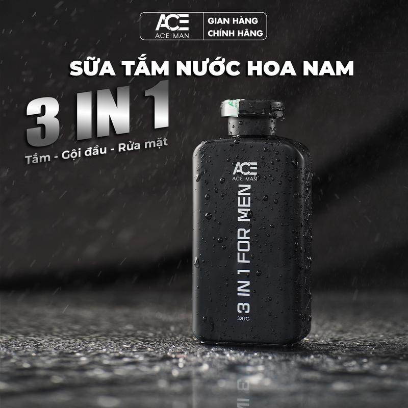 MUA 2 TẶNG QUÀ Sữa tắm nước hoa nam thơm lâu cho nam ACEMAN 320 G kết hợp 3 in 1 tắm gội rửa mặt hương thơm nam tính quyến rũ