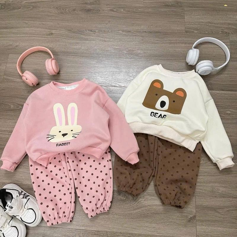  Sét Bộ Nỉ Bé Trai Bé Gái Đáng Yêu Họa Tiết Thỏ Rabbit Gấu Bear Chất Liệu Nỉ Bông Size 8-20kg M99 