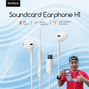 Bonkyo KM07 Headset Kabel Tipe-C dengan Sound Card Suara Studio Level Noise Reduction Cocok untuk Live Streaming & Karaoke