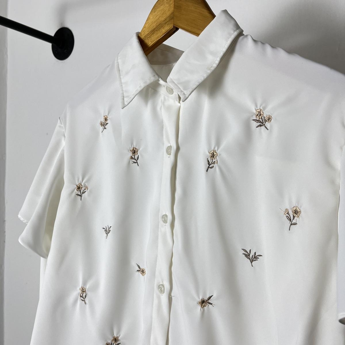 Weargalu - Zahra Top atasan kemeja wanita lengan Panjang bordir korean style Baju Blouse bordir motif Bunga Dewasa Remaja Muslim Basic Oversize Panjang Remaja Casual Bahan Marbella Twill