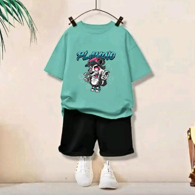 Plamino Setelan Anak Laki Perempuan Motif Hewan Tupai Set Kaos Dan Celana Fashion 5