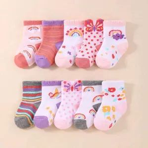 Fashion Sock ( Paket 5 Pasang )  Kaos Kaki Baby Motif Karakter 0-12 Bulan dan 1-2 Tahun Bayi Bunda Cotton sartaki newborn Katun anak 6–12 Bulan