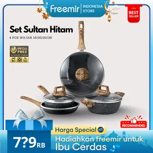 [DEAL] freemir 4 PCS Set Wajan Panci Jumbo Anti Lengket Alat Masak Lengkap Cookware Penggorengan Peralatan Dapur