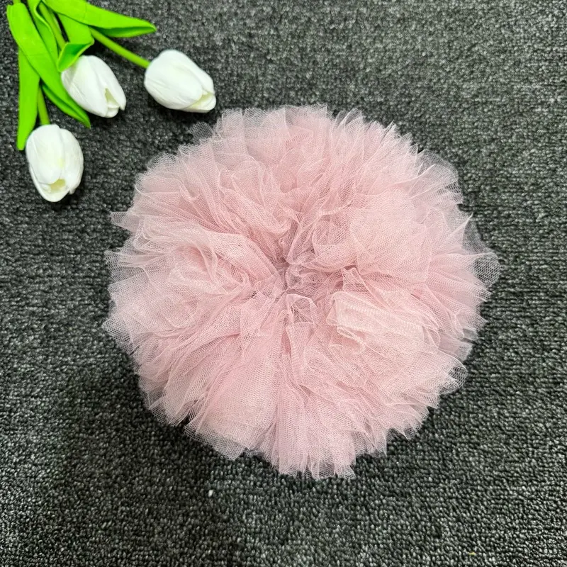 Cepolan viral anti pusing uk 20 bahan tile / scrunchie hijab bervolume kain toska cepol rambut Karet Kunciran tulle kream 0