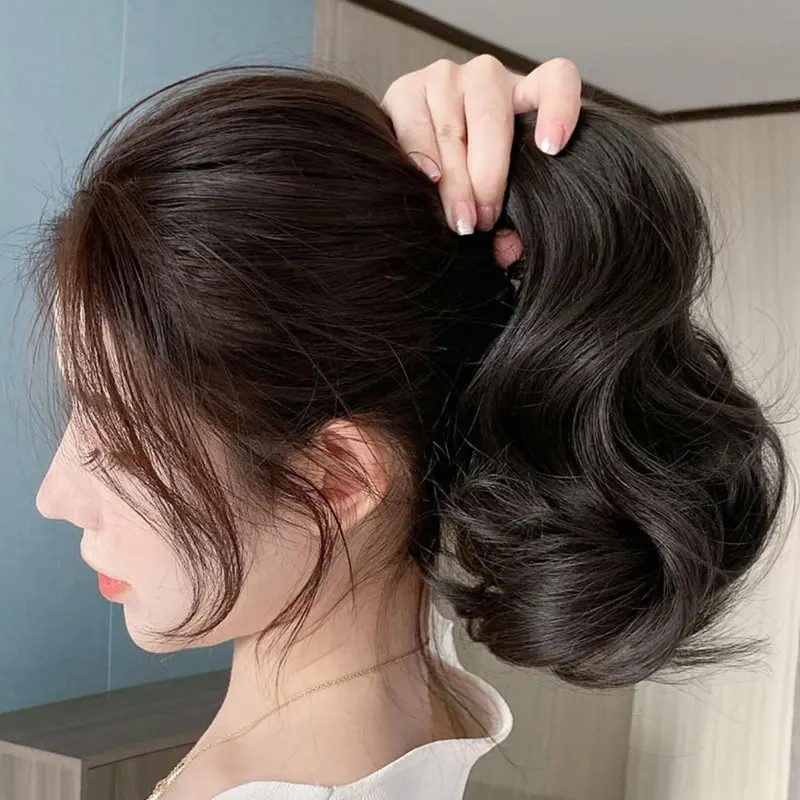 Tóc Giả Đuôi Ngựa Ngắn, Thời Trang, Dành Cho Nữ, Tóc Giả Gợn Sóng Lớn, Tóc Giả Xoăn Dài, Có Kẹp, Tóc Đuôi Ngựa Giả 3