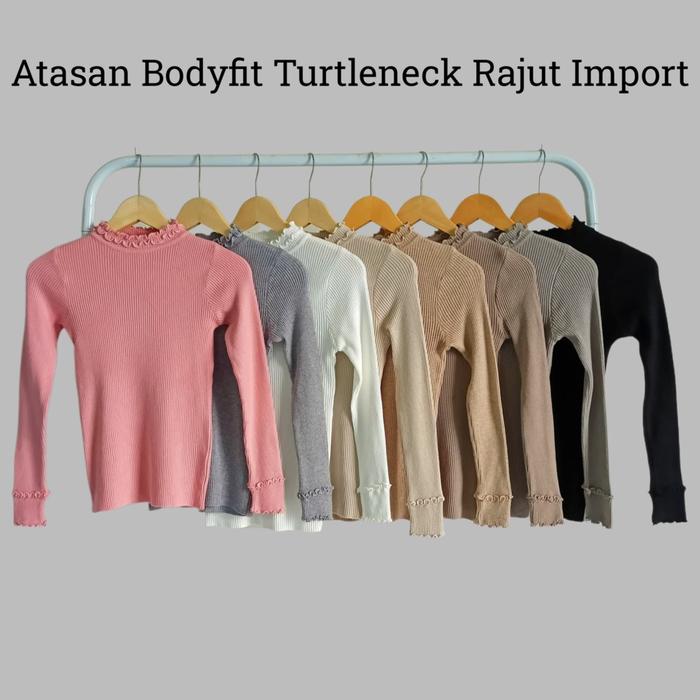 #1 Atasan Bodyfit Turtleneck Rajut Manset Premium Termurah