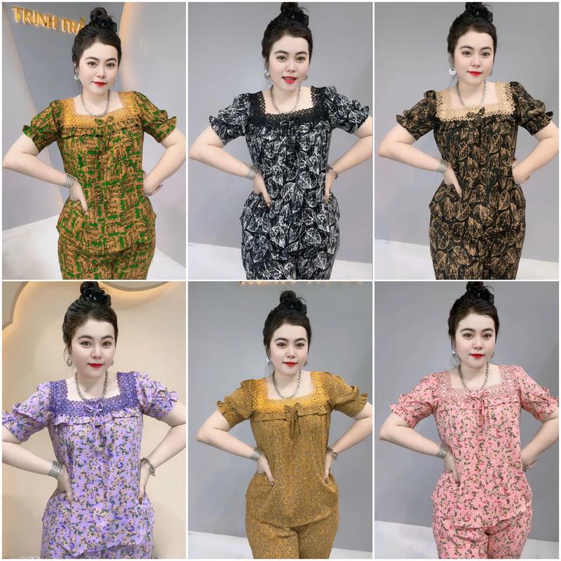 đồ bộ nữ mặc ở nhà mẫu VUÔNG TAY NGẮN QUẦN 9 TẤC chất vải mềm mát thoải mái món quà cho nữ.