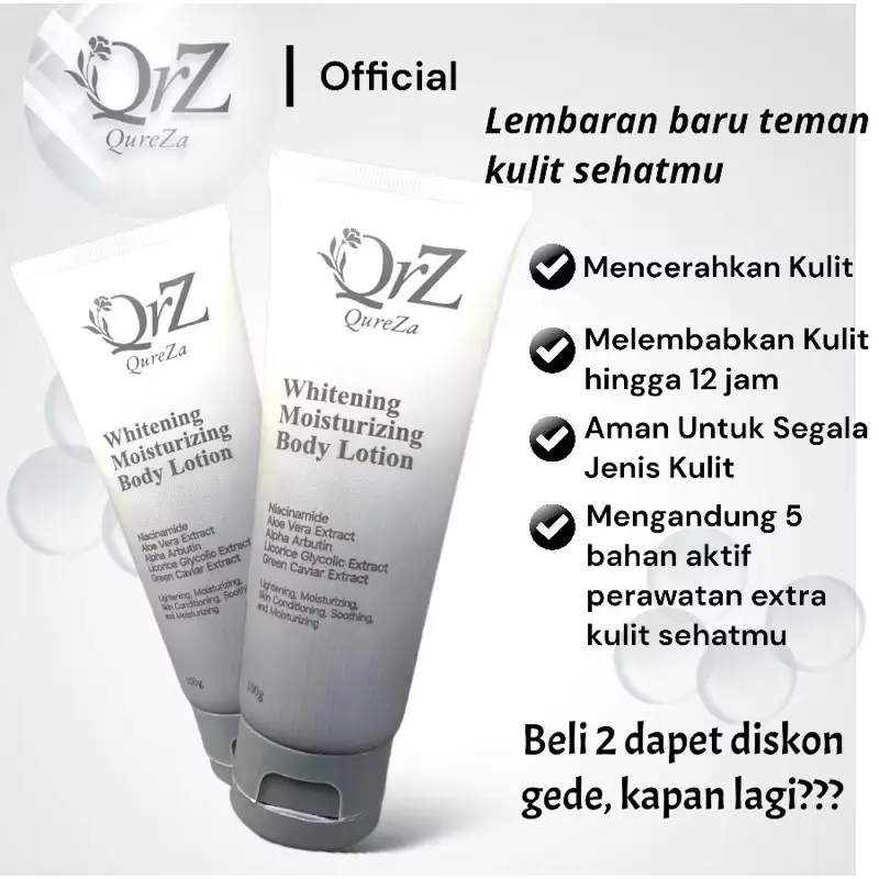 QUREZA Lotion Tubuh Pelembab dan Pencerah 2in1 Perawatan Simple dengan Hasil Maksimal isi 2pcs 100ml body  serum 0