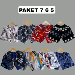 Paket 7 6 5 Pcs Celana Boxer Anak Viral Cowok Cewek Bermotif Keren Unisex Tebal Tidak Menerawang Cocok untuk Santai Pantai dan Sehari-hari
