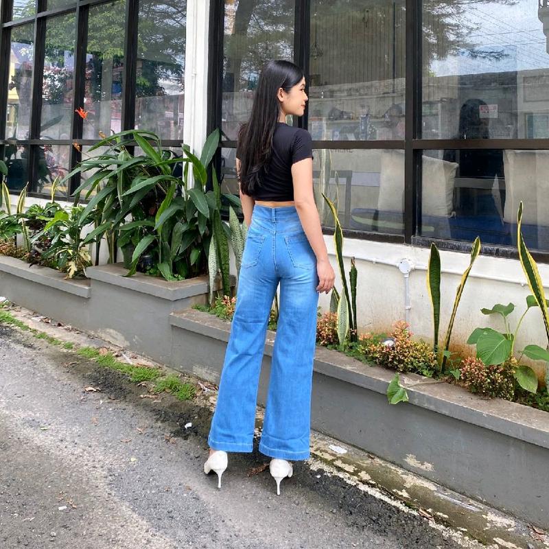 Celana jeans kulot higtwaist premium//celana jeans//celana kulot//celana wanita//celana panjang//jeans kulot//jeans kulot panjang//celana panjang 1