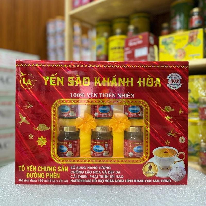  Hộp 6 lọ Yến 70ml Chưng sẵn Đường Phèn KHÁNH HOÀ 39% Yến tươi -Tặng Kèm Túi đựng 