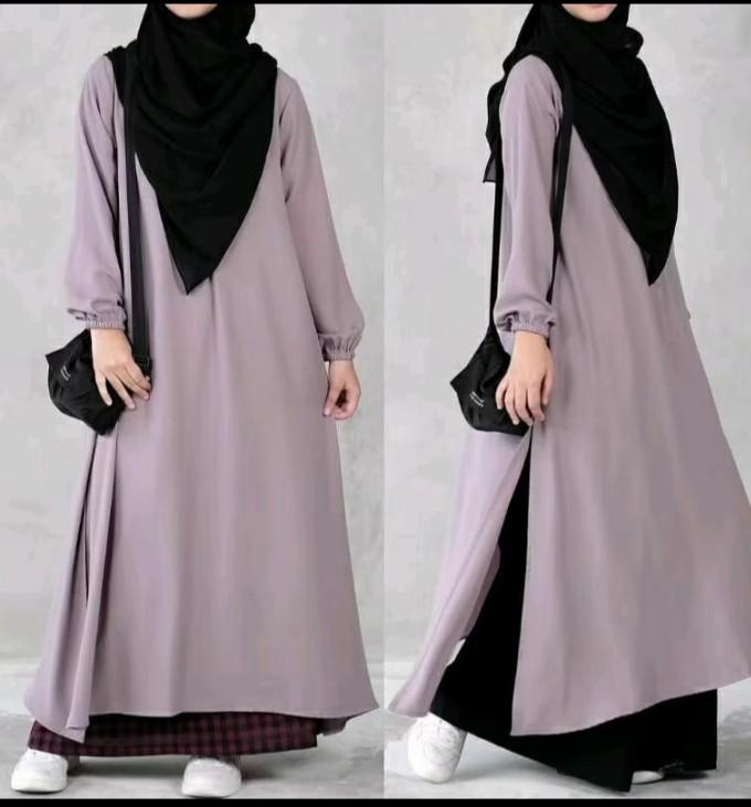 Product Introduction of tunik | outfit kekinian  Atasan remaja-Dewasa Dress bahan crinkle Airflow Midi Basic Wanita 9