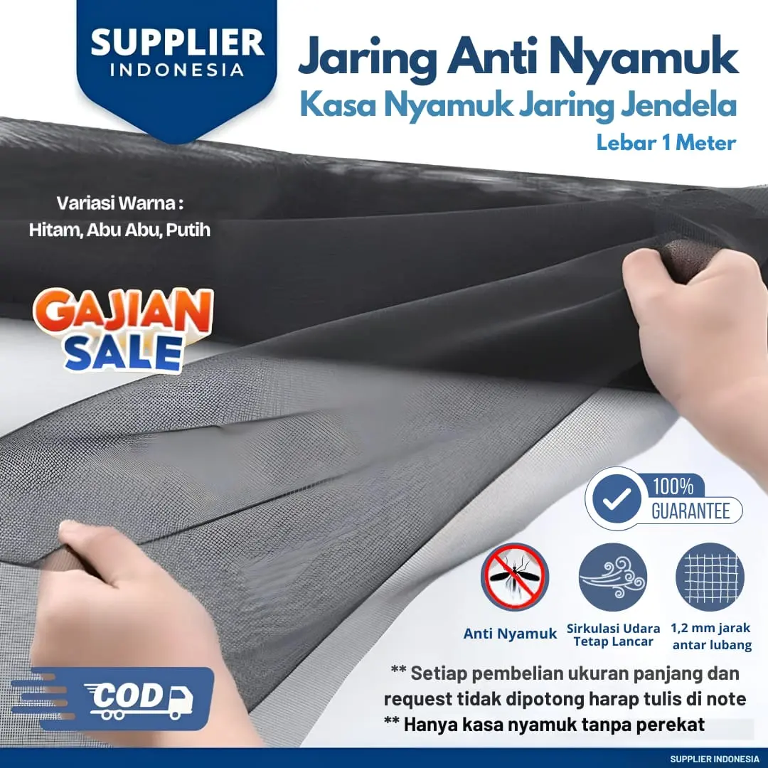 Kasa Jaring Nyamuk 2 Meter x 1 Meter Jaring Ventilasi Jendela Anti Serangga Kecoa Panjang 0.5M, 1M, 1.5M, 2M Lebar 1M