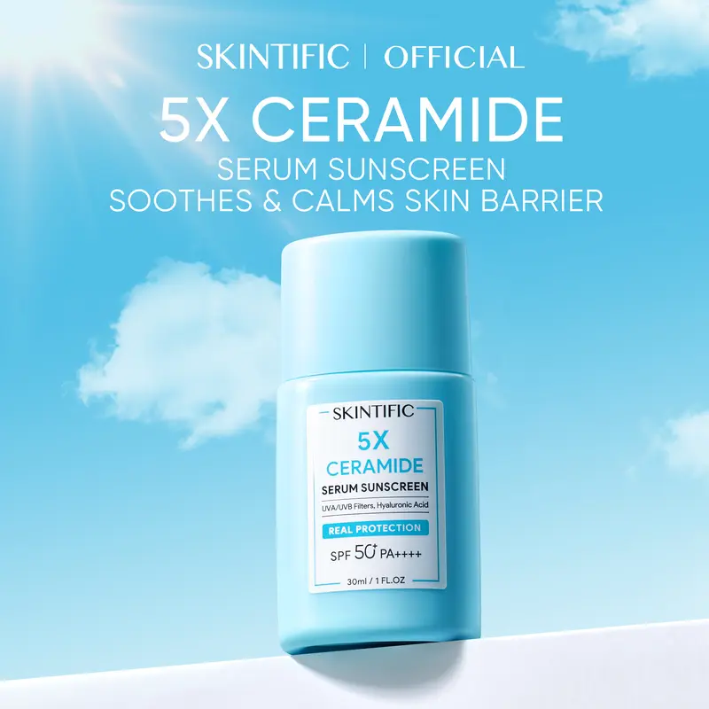 【live】SKINTIFIC 2pcs 5X Ceramide Moisturizer + Suncreen: SKINTIFIC 5X Ceramide Serum Sunscreen 30ml SPF 50 PA++++/SKINTIFIC Aqua Sunscreen Light Daily Sunscreen SPF 35 PA+++/SKINTIFIC  Matte Fit Serum Sunscreen 30g SPF50+ PA++++ 1
