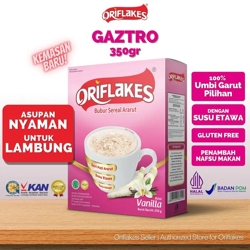 ORIFLAKES GASTRO Sereal Umbi Garut Untuk Asam Lambung 350 Gram 0