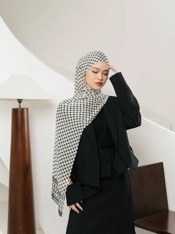 Keffiyeh Scarf / Pashimna Printed Modals / Breathable / Lightweight / Pashmina Leu Official Jilbab Soft Muslim 6