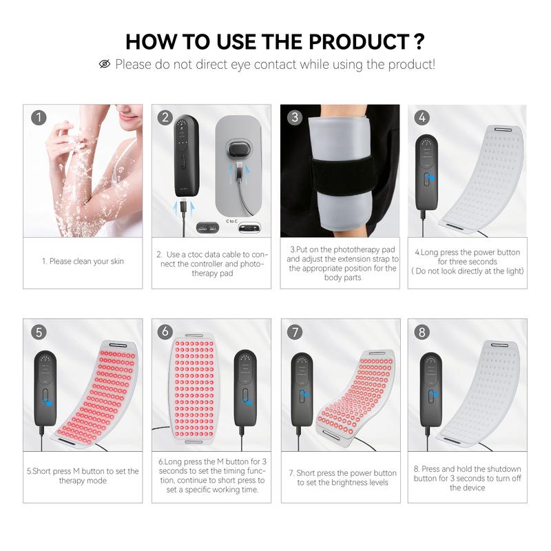 Product Introduction of Red Light Therapy Infrared Light Therapy Pad for Body Pain NIR Deep Therapy for Back Knee Hands Feet Relief Portable 660nm Home Heating Light Therapy Wrap Belt Gift for Women Men 5