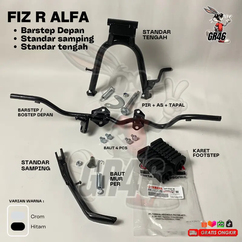 Yamaha Fiz R Alfa Vega R Barstep Footstep Depan dan Standar Tengah dan Standar Samping Lengkap Fullset 0