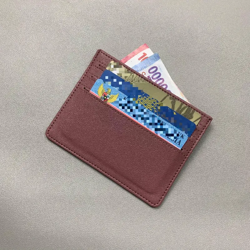 Prade Luxser Dompet Kartu Polos Kulit Mini - 6 Slot Simpan Kartu Sisi Bolak Balik - Unisex - Dompet Elegan untuk Pria Wanita 2