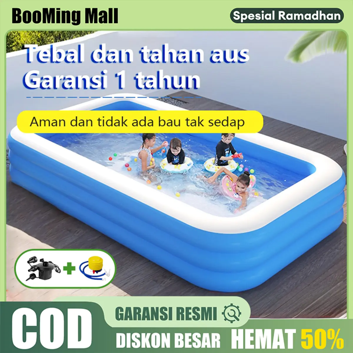 kolam renang anak kolam renang anak jumbo/3 ring Tiup Karet/ Besar lebih tebal luar ruangan kolam renan mainan kolam renang Kolam Renang Anak jumbo 3 Rings dan Bayi Tiup Karet Besar Family Inflatable Swimming Pool Luar Ruangan