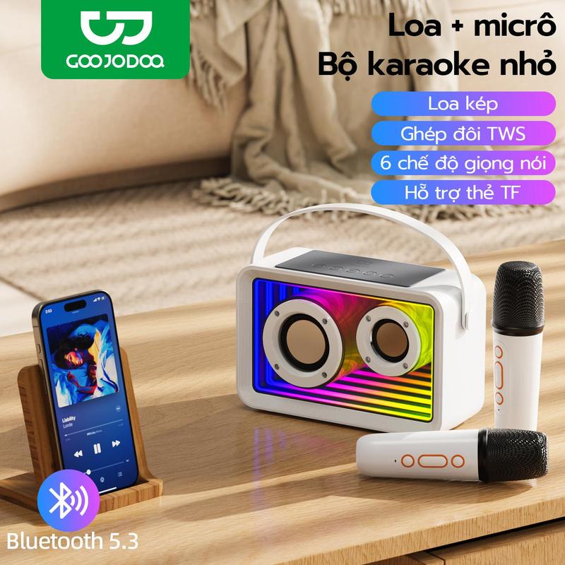 GOOJODOQ Loa Bluetooth Karaoke Mini TWS Bluetooth 5.3 Có Mic Hỗ Trợ Ghép Nối Thẻ TF 4 Chế Độ Giọng Nói Âm Trầm Cực Mạnh Pin 1800mAh Nghe Nhạc