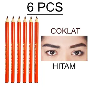 6 Pcs Pensil Alis Davis Warna Hitam dan Coklat Eyebrow Waterproof