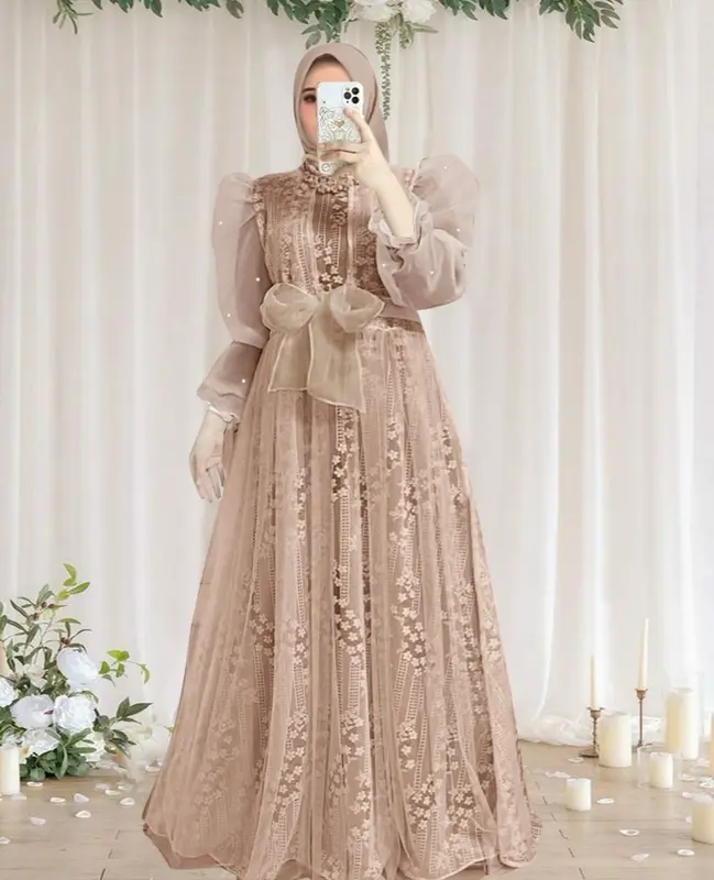 Dress Brukat Alysa Busui Dress Wanita Terbaru Dress Kondangan Wanita Fashion Muslimah Busana Muslim Wanita Bisa Cod 1