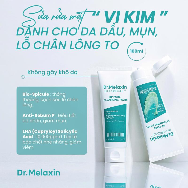  Dr. Melaxin- Sữa rửa mặt vi kim Bio Spicule dành cho da dầu mụn lỗ chân lông to  100ml  