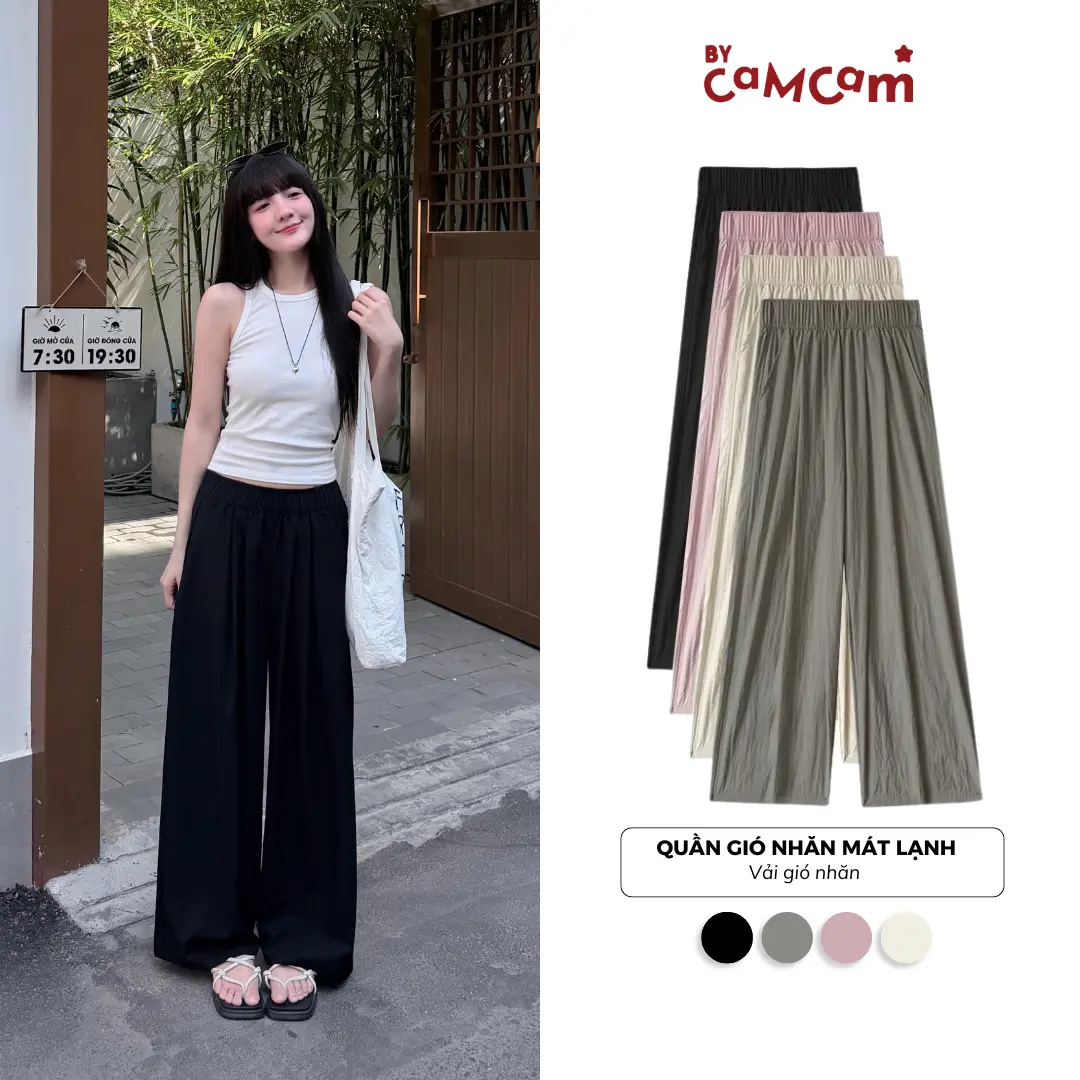 Quần Ống Rộng MÁT LẠNH Cạp Chun Mùa Hè Bycamcam QTD010
