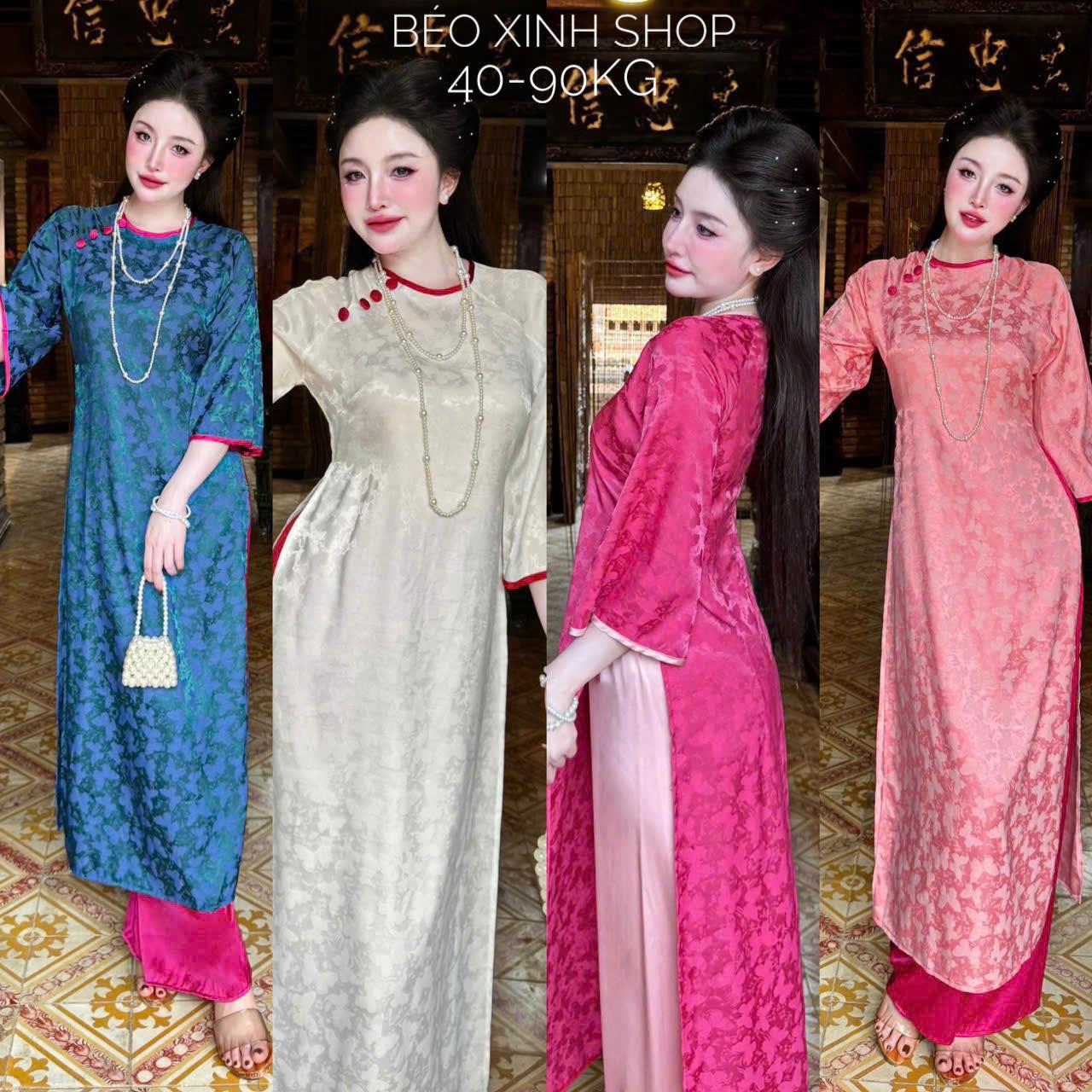 [Tết 2026] Áo Dài Cách Tân Phối Nút Bọc Vải Gấm 2 Da Cao Cấp Quần Vải Latin 40-95Kg Nữ Women Dress Voan - A.1688