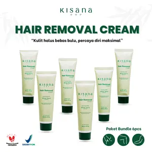 Paket Bundling 6pcs - Kisana Hair Removal Cream Perontok Bulu Extract Aloe Vera 30gr