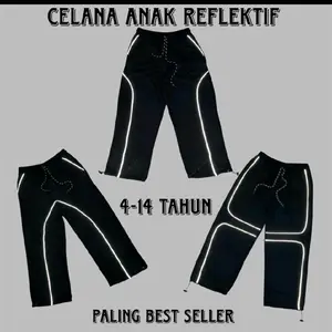 Celana Anak Baggy Skena Plat Menyala Laki-Laki Dan Perempuan 4-14 Tahun Bahan Fleecee Celana Reflektif Terbaru Untuk Anak Usia 3-14 Thn