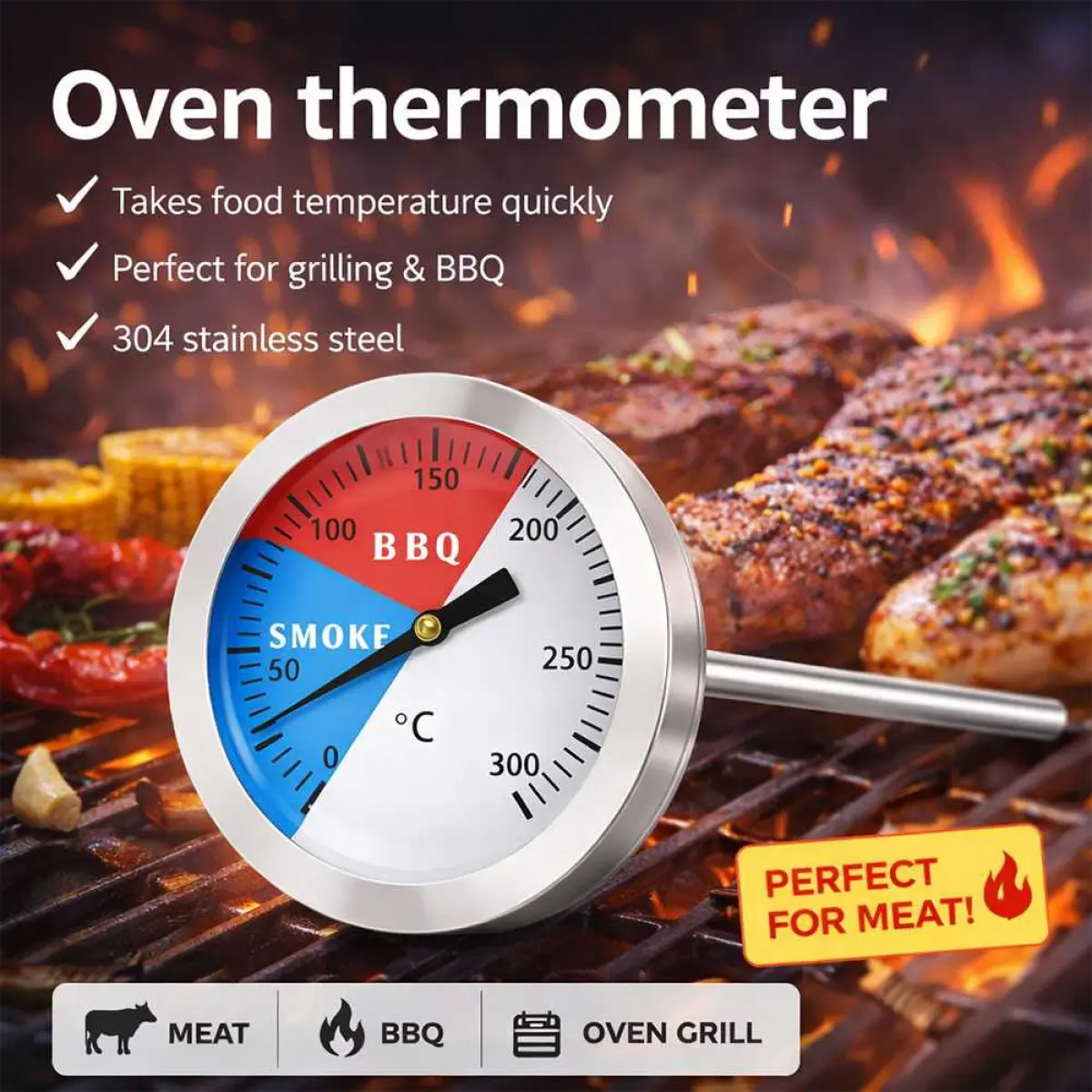 Termometer Makanan Daging BBQ Meat Temperature Oven Grill - EC2