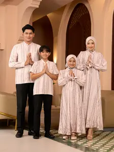 Kamila Sarimbit Keluarga - Set Dress Family Couple Isabella Full Printing - Busui Friendly Hijab Set Segi Empat