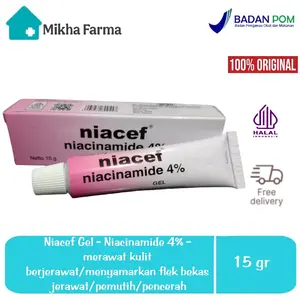 Niacef Gel - Niacinamide 4% - merawat kulit berjerawat / acne & menyamarkan noda/flek bekas jerawat - pemutih/pencerah - BPOM