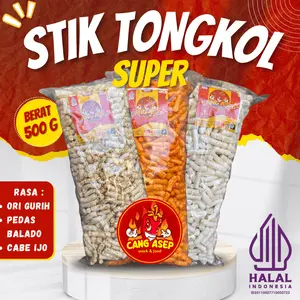 STIK TONGKOL SUPER 500gr-makanan ringan snack Food keripik Pedas krupuk nagih cabe ijo