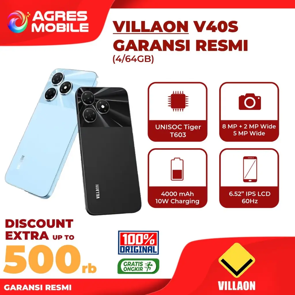 VILLAON V50S ( 4/64GB ) GARANSI RESMI