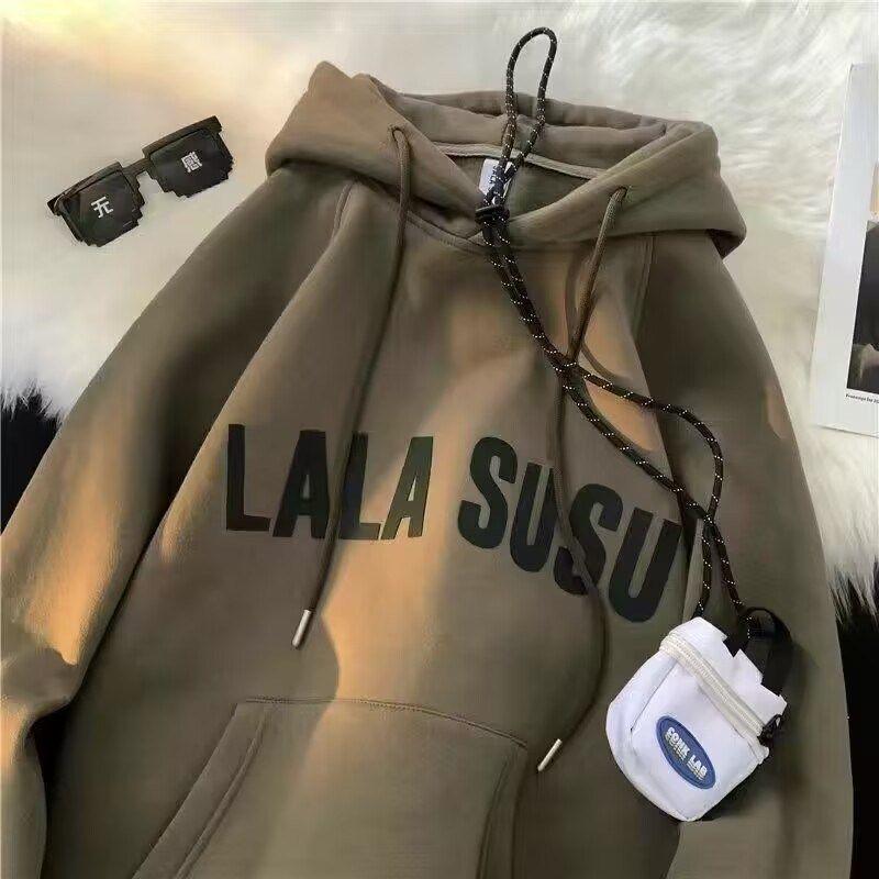 Áo Hoodie Chải Nặng, Thương Hiệu Thời Trang Mùa Thu Và Mùa Đông Của Nam Giới, Ngoại Cỡ, Áo Khoác Nam Có Mũ Mỹ, Quần Áo Cứng Mùa Thu, Dành Cho Nam Giới 1